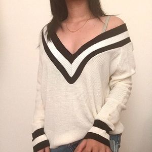 Knit Sweater with deep V-Neckline